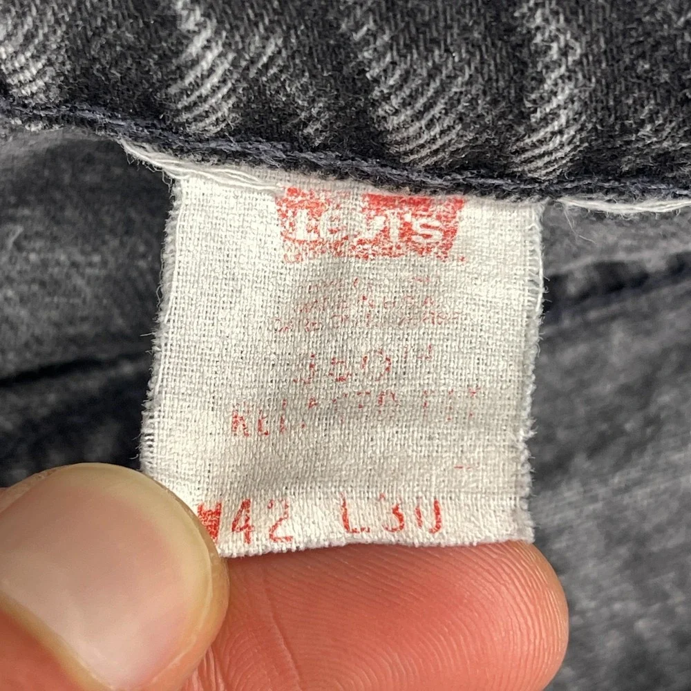 Vtg Levi's Jeans Mens 42x30 (40x30) Black Denim 550 Straight Leg Orange Tab USA